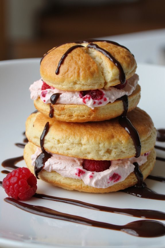 raspberry filled choux pastry delights
