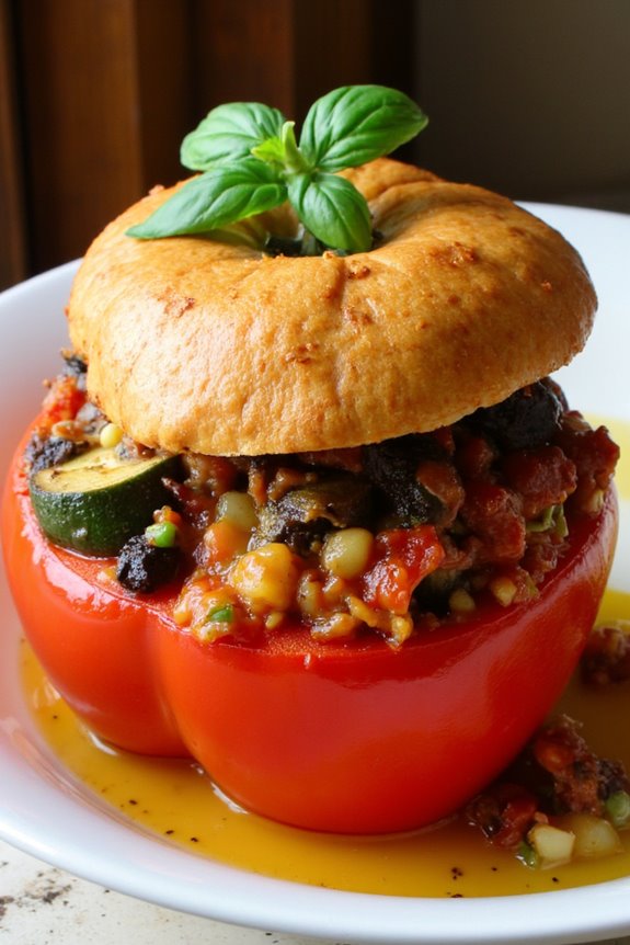 ratatouille filled baked bell peppers