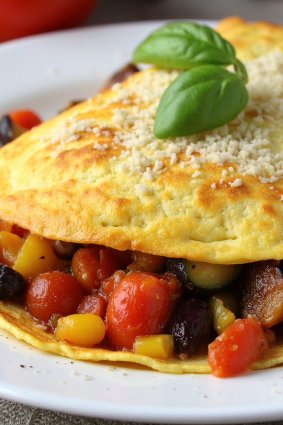 ratatouille filled fluffy omelette