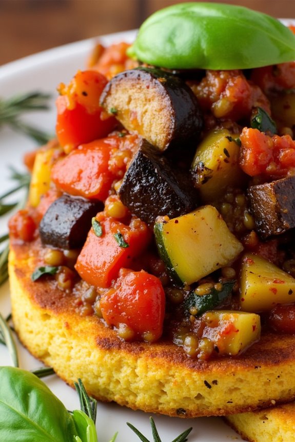 ratatouille over herbed polenta