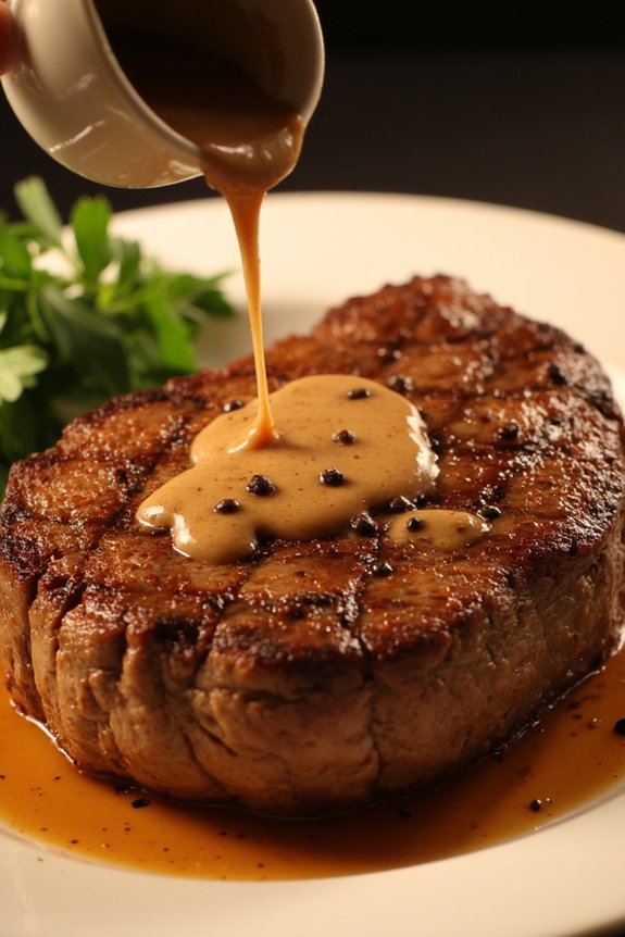 ribeye steak with cognac sauce