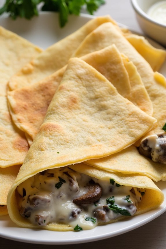 savory cr pes with mushrooms