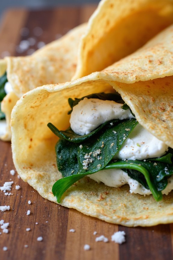 savory spinach ricotta crepes