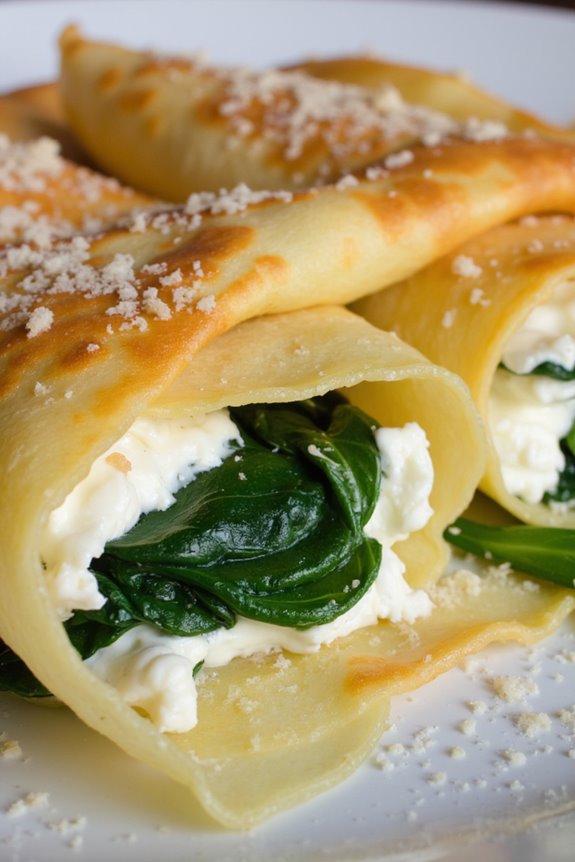 savory spinach ricotta crepes