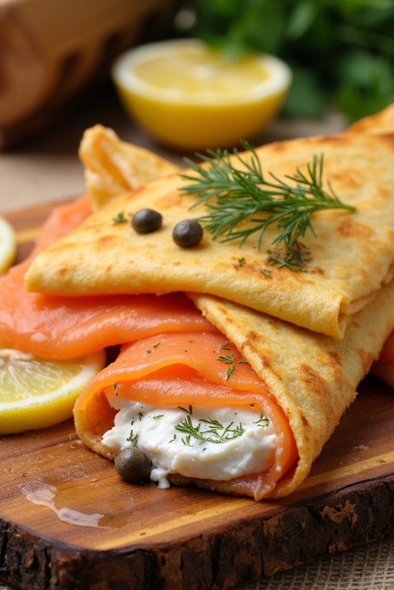 smoked salmon dill crepes