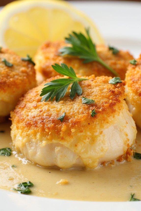 sophisticated scallops in sauce