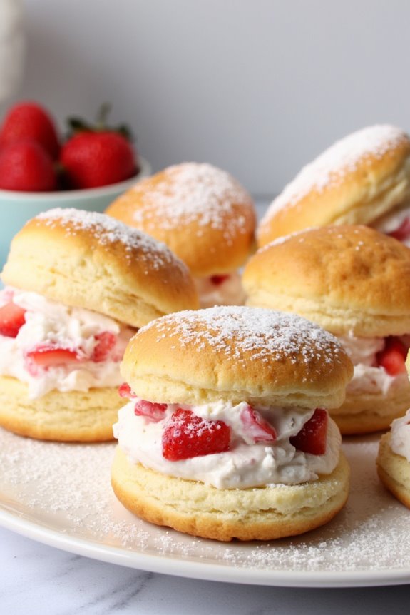 strawberry cream cheese profiteroles