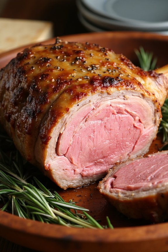 succulent roasted lamb leg