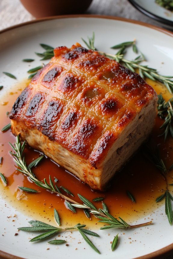 tender herb infused pork belly