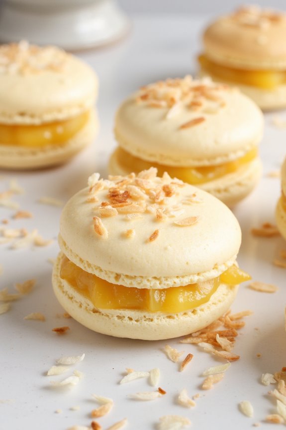 tropical coconut pineapple macarons