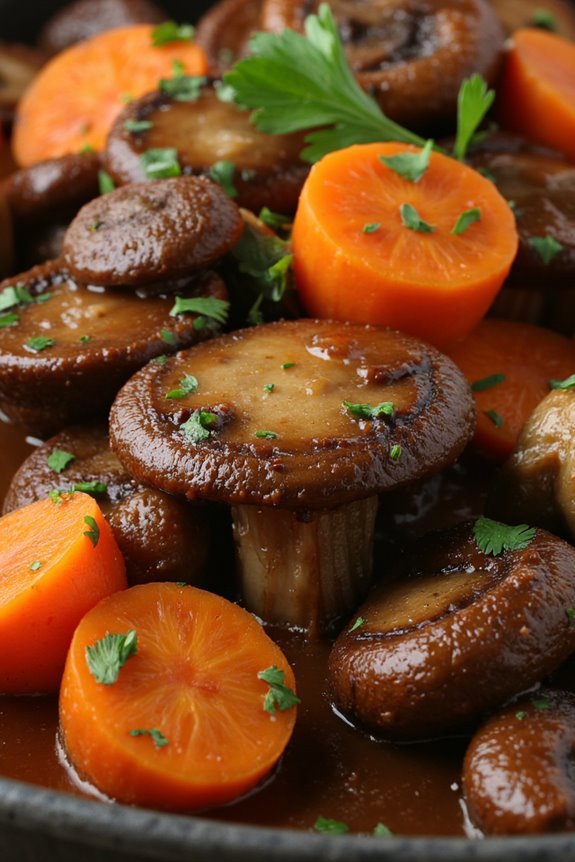 vegetarian mushroom bourguignon delight