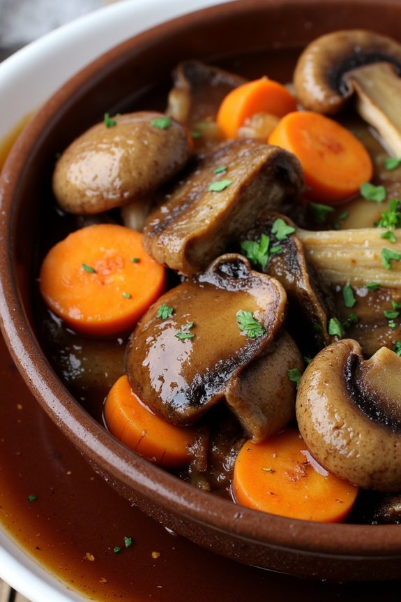 vegetarian mushroom bourguignon delight