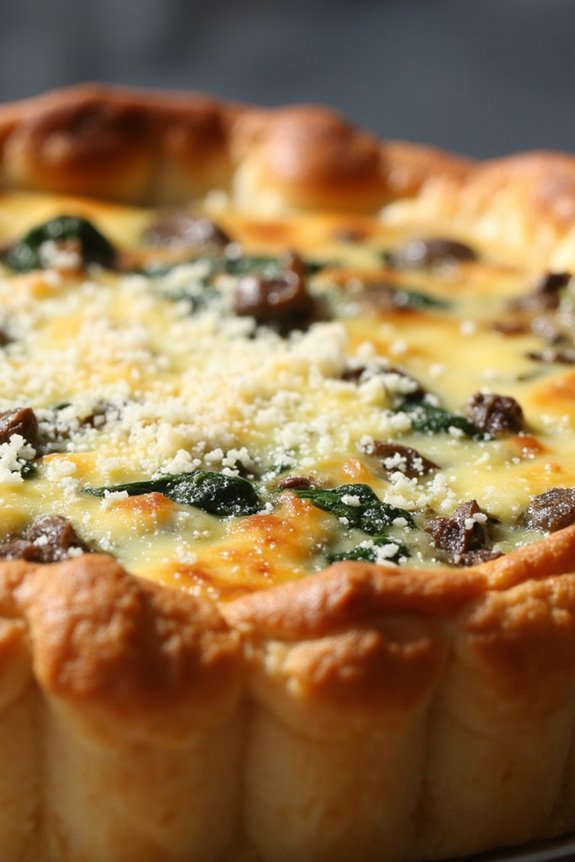 vegetarian spinach mushroom quiche