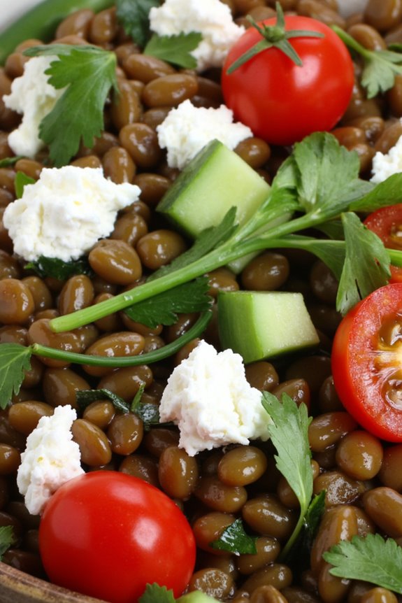 warm lentil goat cheese salad