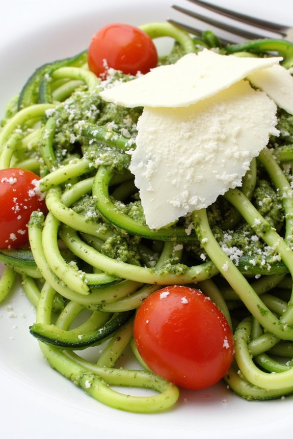 zucchini noodles with pesto